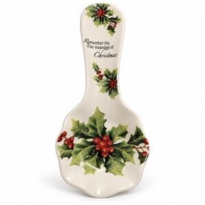 Lily Creek Christmas Spoon Rest Holly Berries True Meaning Ceramic 9 Inch